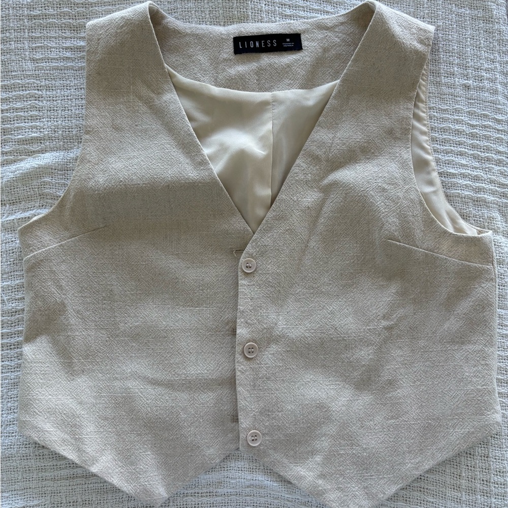 Lioness Beige Button-Up Vest